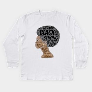 Black Strong Educated Melanin Queen Kids Long Sleeve T-Shirt